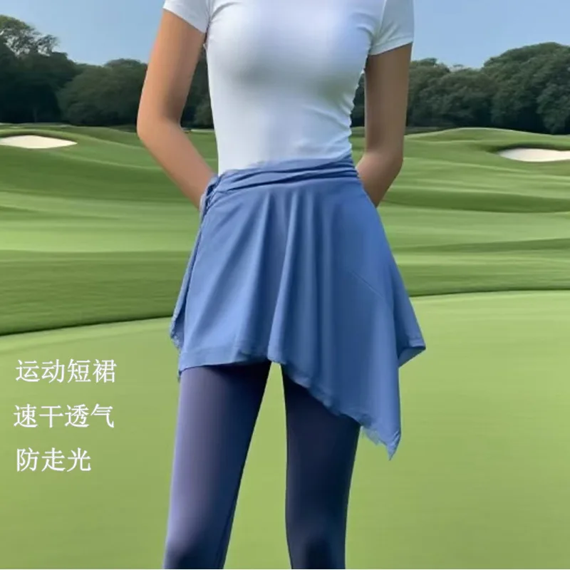 Women Sports Yoga Wrap Skirt Girls Student Anti-Exposure Hip Cover Woman Strappy Asymmetrical Half Skirt Teenagers Ladies Casual