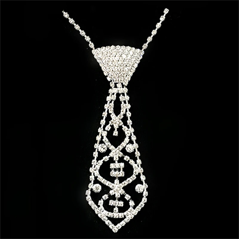 New rhinestone tie necklace, European and American super sparkling full diamond hollow necklace, women's banquet dress accessori