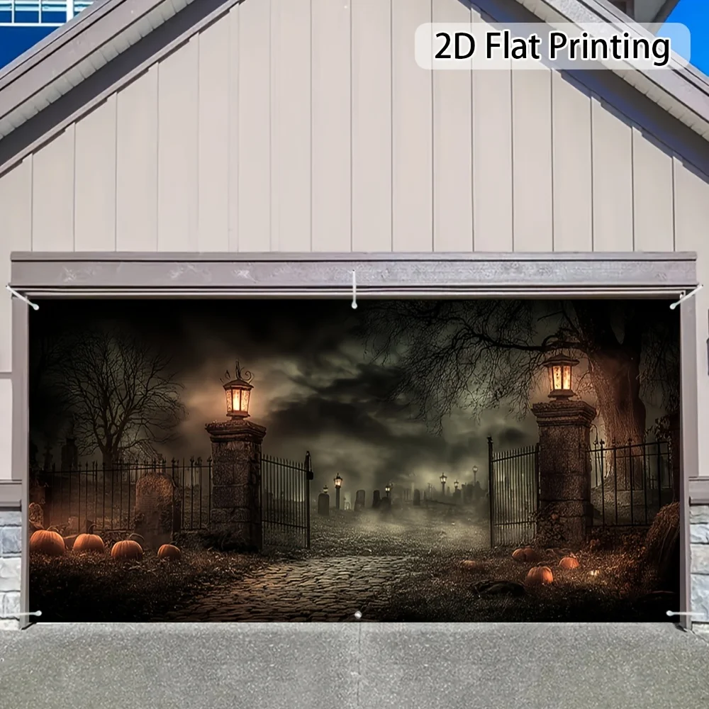 

2D дверной баннер 2D самолет, 1 шт. Хэллоуин кладовище ночь баннер двери гаража - большой 2D дизайн самолета, дом с привидениями