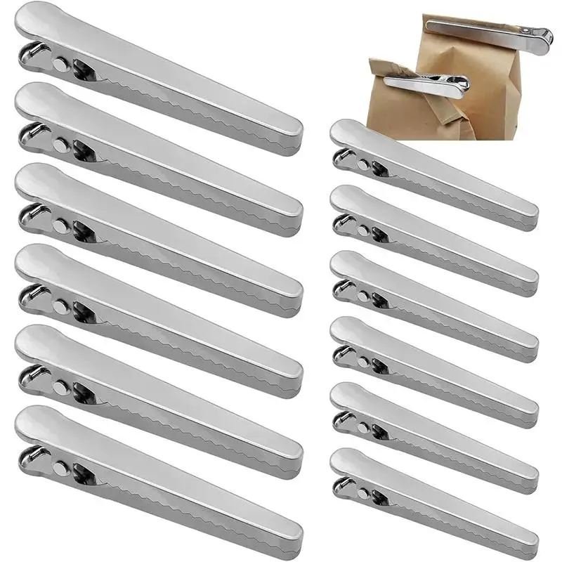 Stainless Steel Snack Bag Sealing Clips Reusable Multi-Purpose 3/6/12PCS for Kitchen Food Fresh Keeping Household Organization