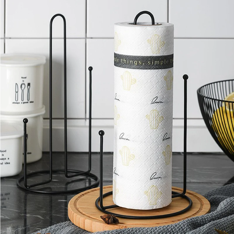 1PC Iron Kitchen Roll Paper Towel Holder Bathroom Paper Towel Holder Dining Table Vertical Napkin Holder Kitchen Storage Rack