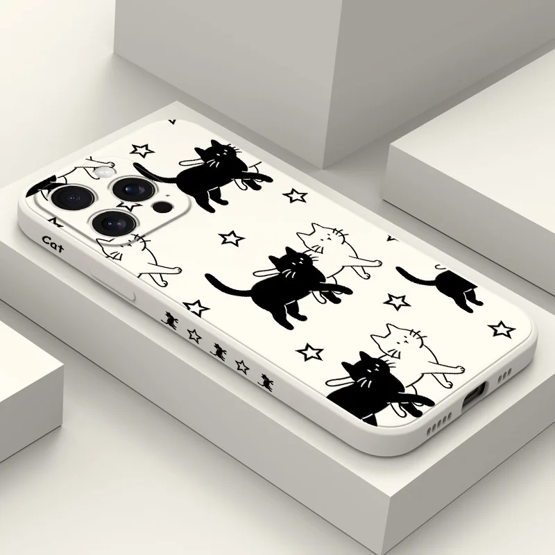 

Star Cute Cat Phone Case For iPhone 17 16 16e 15 14 13 Plus Pro Max Mini Silicone Cover