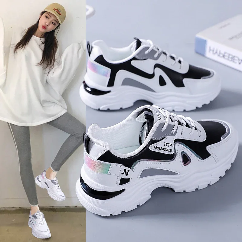 

Женская спортивная обувь, Новинка весна-осень, спортивная обувь на платформе со шнуровкой, Уличная обувь для бега, Повседневная дышащая обувь