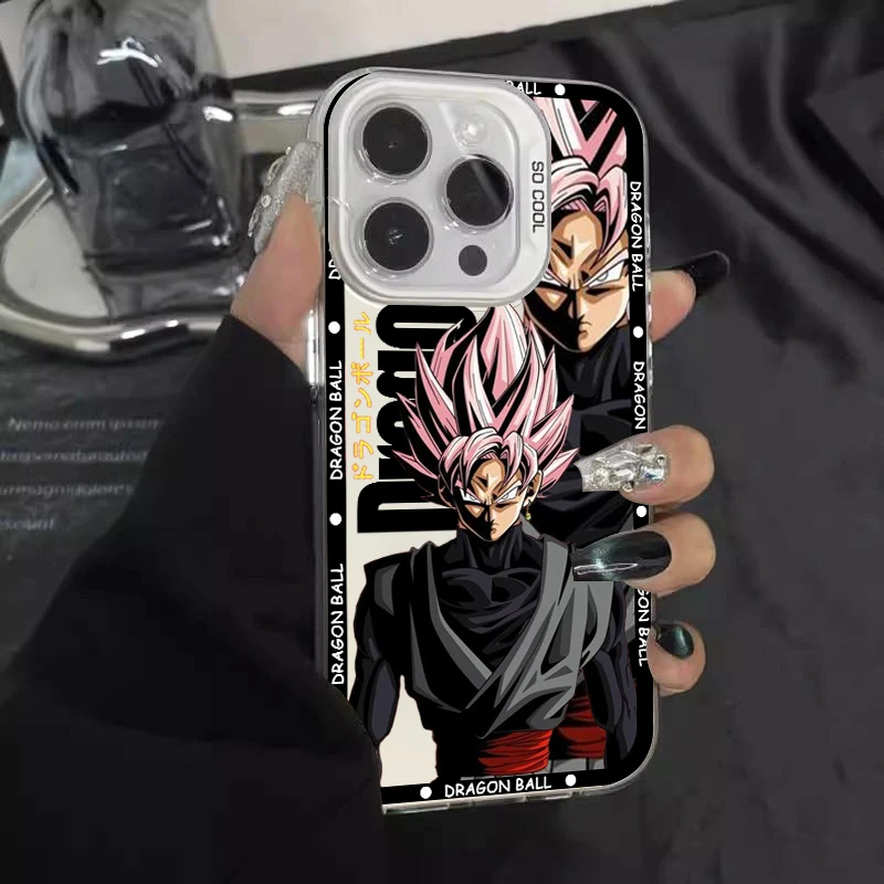 D-Dragon Ball Art Goku per Apple iPhone 15 14 13 12 11 XS XR X Pro Max Plus custodia per telefono con Cover in argento colorato