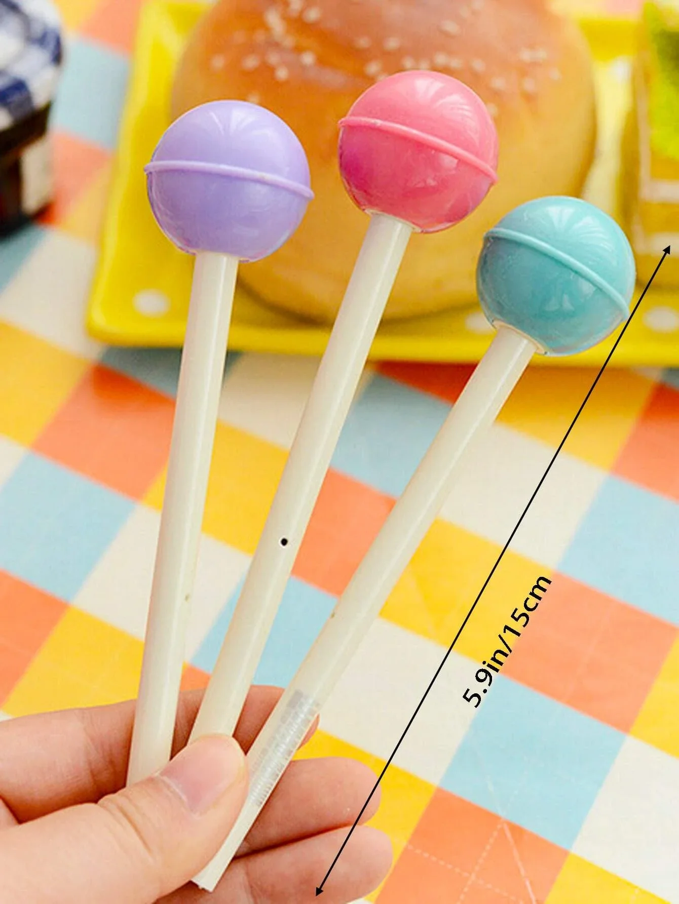 4pcs Random Color Creative Lollipop Shaped Neutral Pens, 0.5mm Black Refill, Suitable For Study And Office