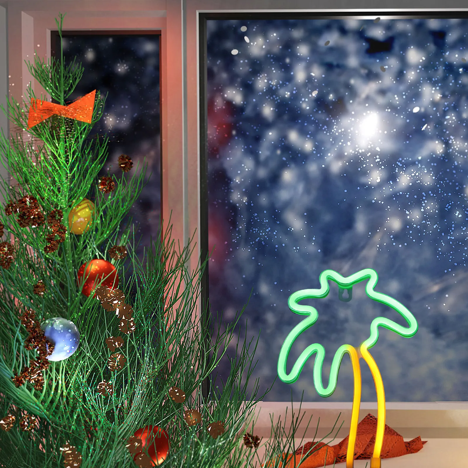 

Стильная неоновая лампа в форме пальмы: декоративный светильник для комнаты, работающий от сети или батареек, для стены, окна, прикроватной тумбочки, эстетичный элемент интерьера