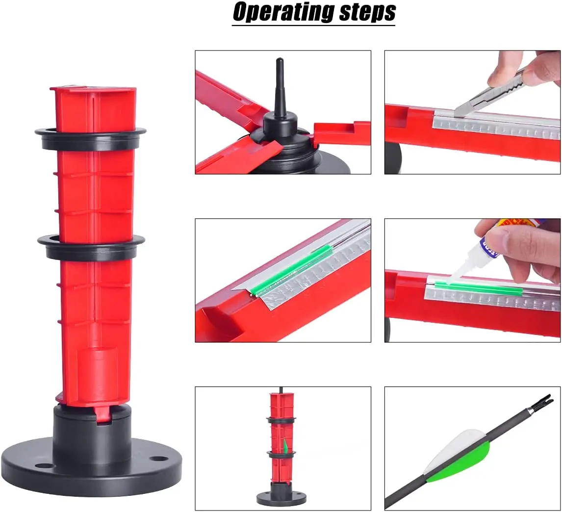 Fletching Jig prosta Helix Tower Fletch narzędzie ze skalą do łucznictwa DIY strzały pióra łopatki