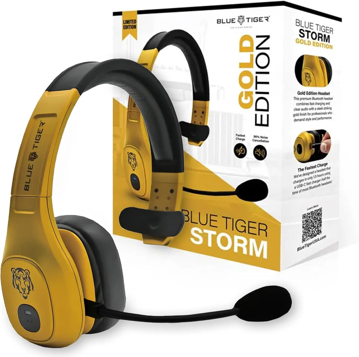 Premium Trucker Bluetooth Headset with Mic, 30H Talk Time, USB-C, Noise Canceling