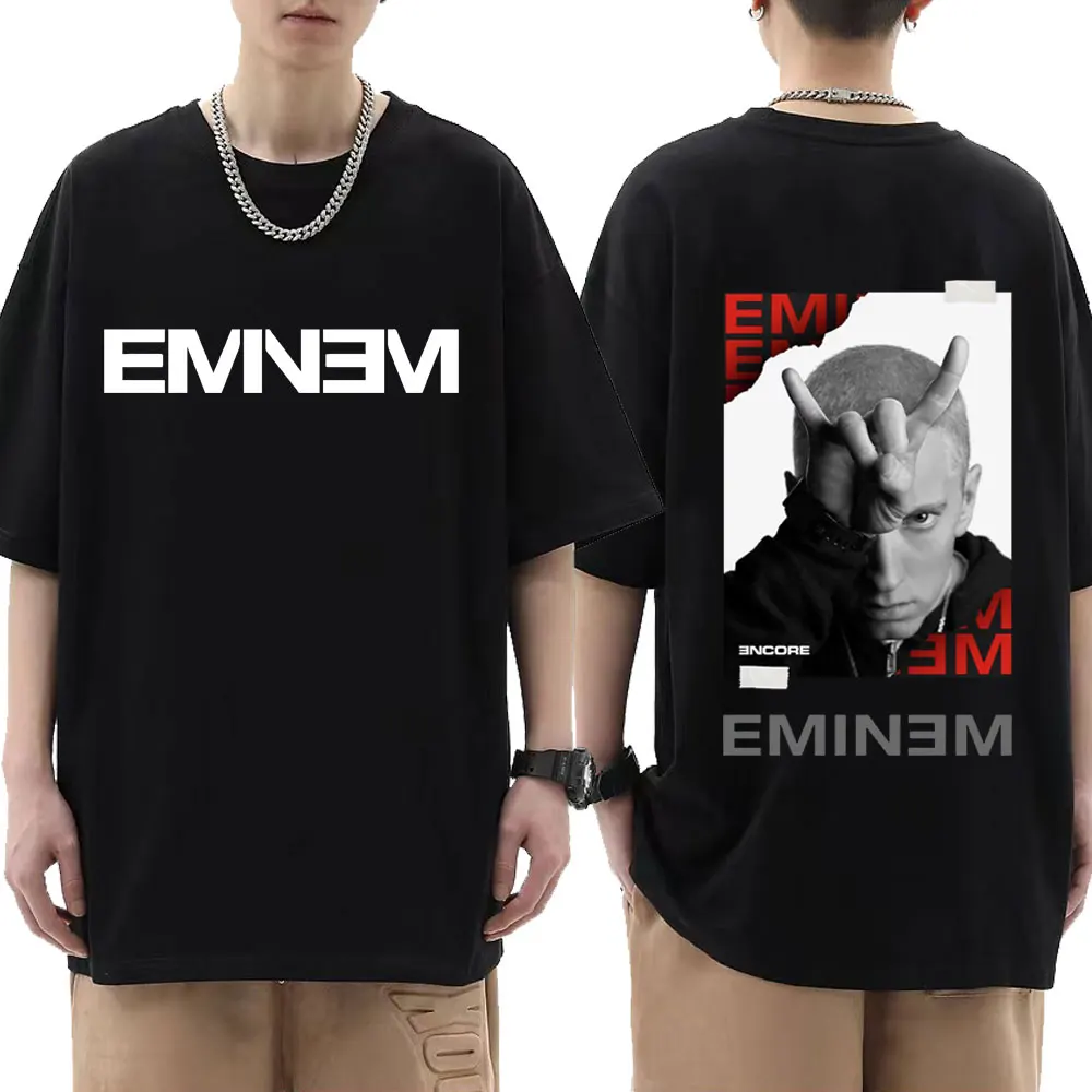 Eminem Music Album World Tour Graphic T-Shirts Men's Women Fashion Hip Hop Vintage T-shirt Harajuku Oversized T Shirt Streetwear