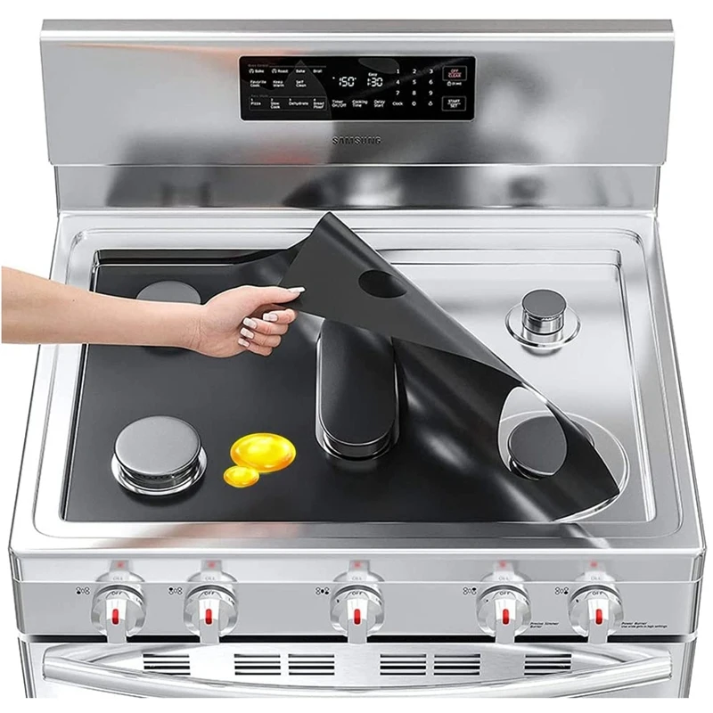 واقيات علوي للموقد لنطاق غاز السامسنج ، أغطية موقد غاز قابلة لإعادة الاستخدام ، أغطية حارق ، غير لاصقة ، عرض سميك