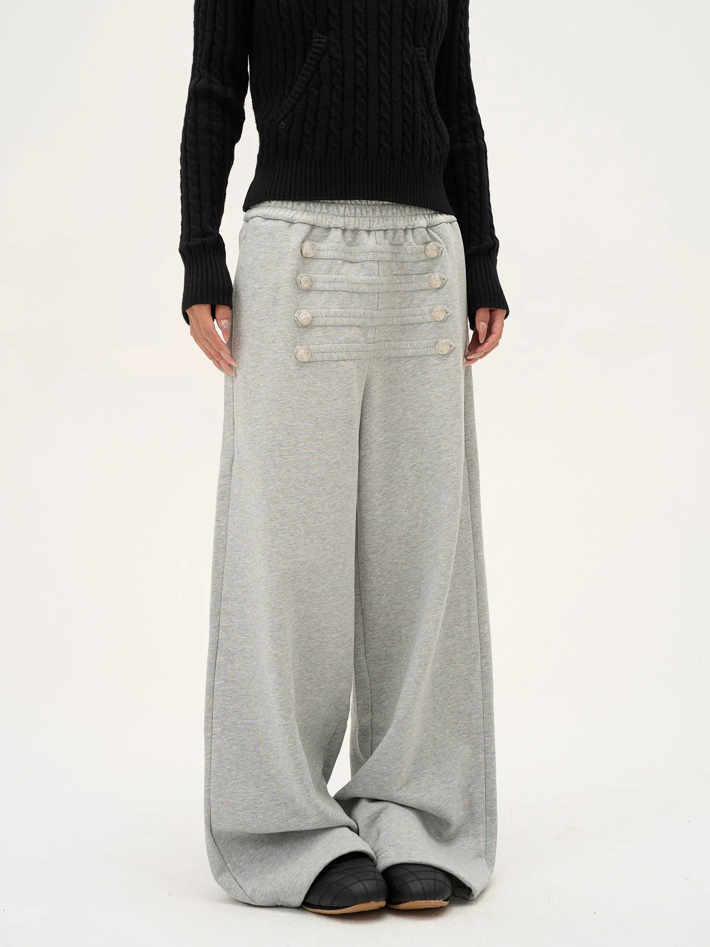 2026 Vintage Weite Damen-Herbst-Winter-Jogginghose mit Einzigartigem Design, Drapierte Bodenlange Hose, Lässige Vielseitige Sportliche Hose – Detail 2