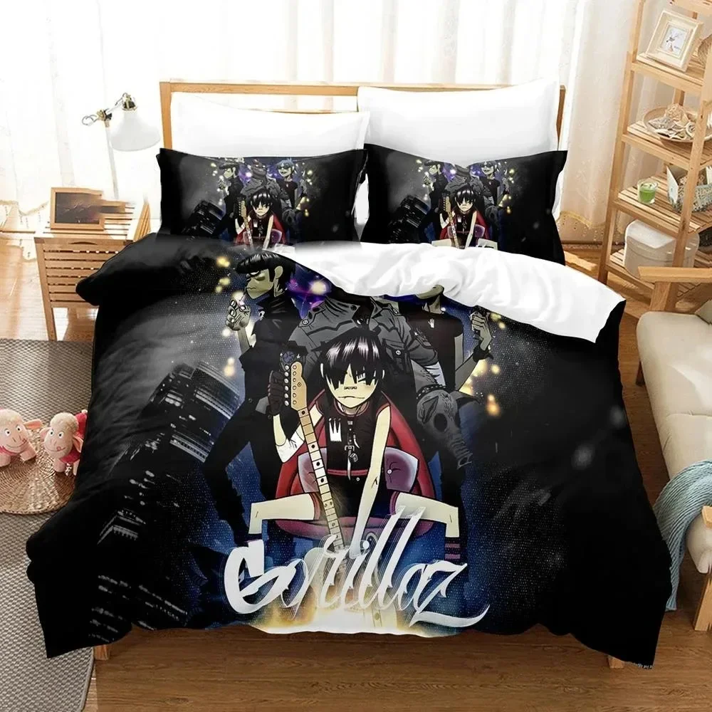 

3D Printed Gorillaz Music Band Bedding Set Boys Girls Twin Queen Size Duvet Cover Pillowcase Bed Kids Adult Home Textile