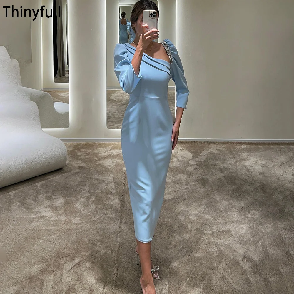 

Thinyfull Mermaid Evening Dresses Long Sleeve Beading Prom Party Gowns Events Formal Occasion Dresses for Women Outfits Dubai