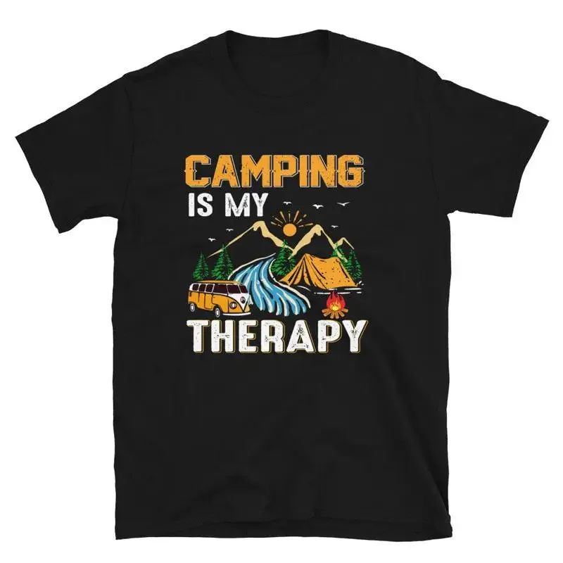 Camping Is My Therapy Vintage Design Camping Novelty T-Shirt