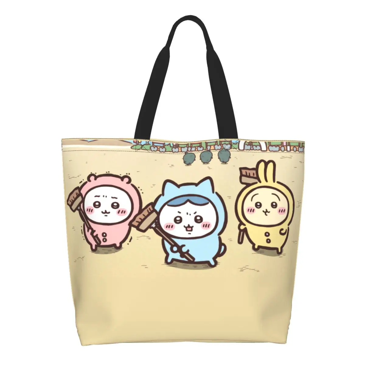 Custom Cute Print Cute Cartoon Chiikawa Anime Shopping Tote Bags Reusable Canvas Shoulder Shopper Popular Manga Handbag