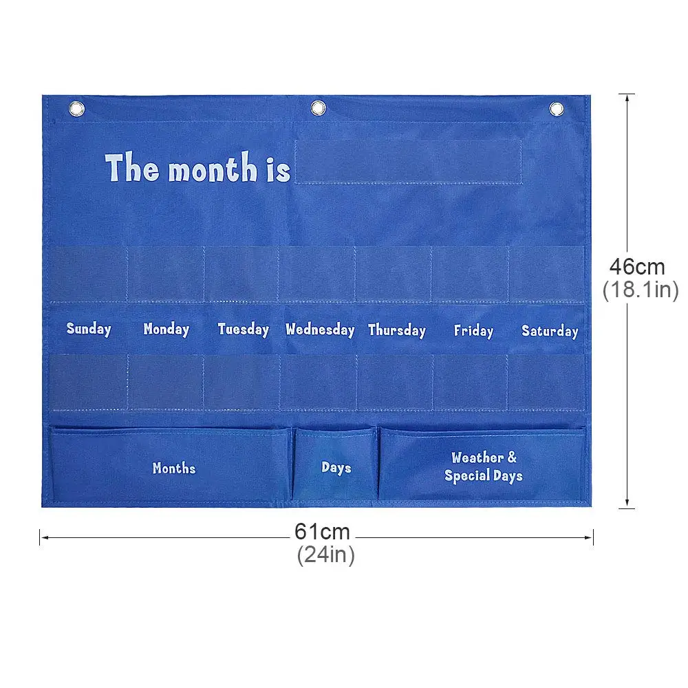 A07I – calendrier pour enfants, premier calendrier hebdomadaire, Date pour enfants, météo, tableau de poche cognitif, sac suspendu