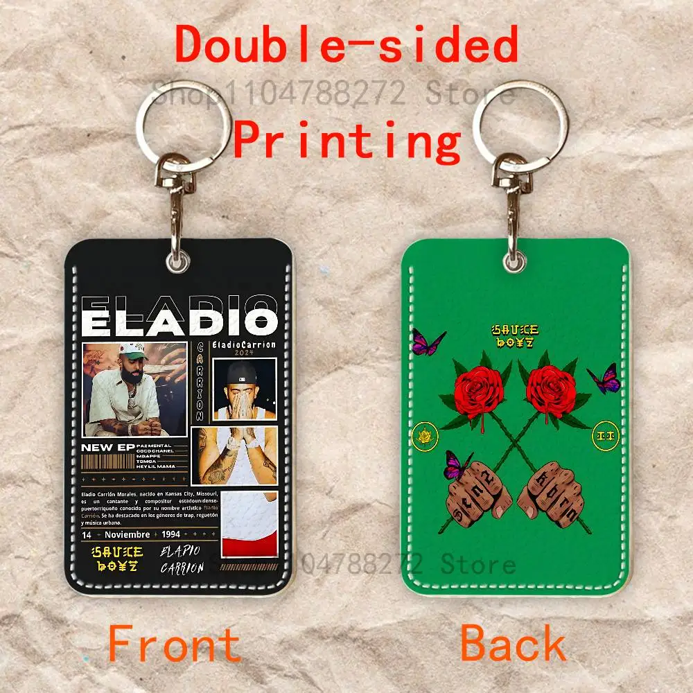E-Eladio C-Carrion Don KBRN Custom Access Card Case Leather Card Holder Keychain Key Ring Transportation Card Case Gifts