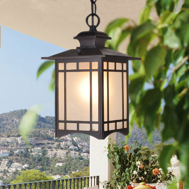 

Outdoor Ceiling Light Waterproof Hanging Lamp Aluminum Vintage Glass Chandelier Villa Garden Loft Grape Rack Pendant Light