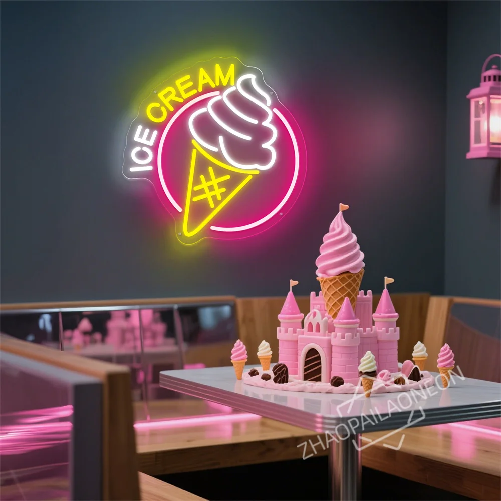Ice Cream Neon Sign for Wall Decor Led Neon Sign Ice Cream Shop Birthday Party Bedroom Bar Drink Shop Wall Decor Neon Light - view 3