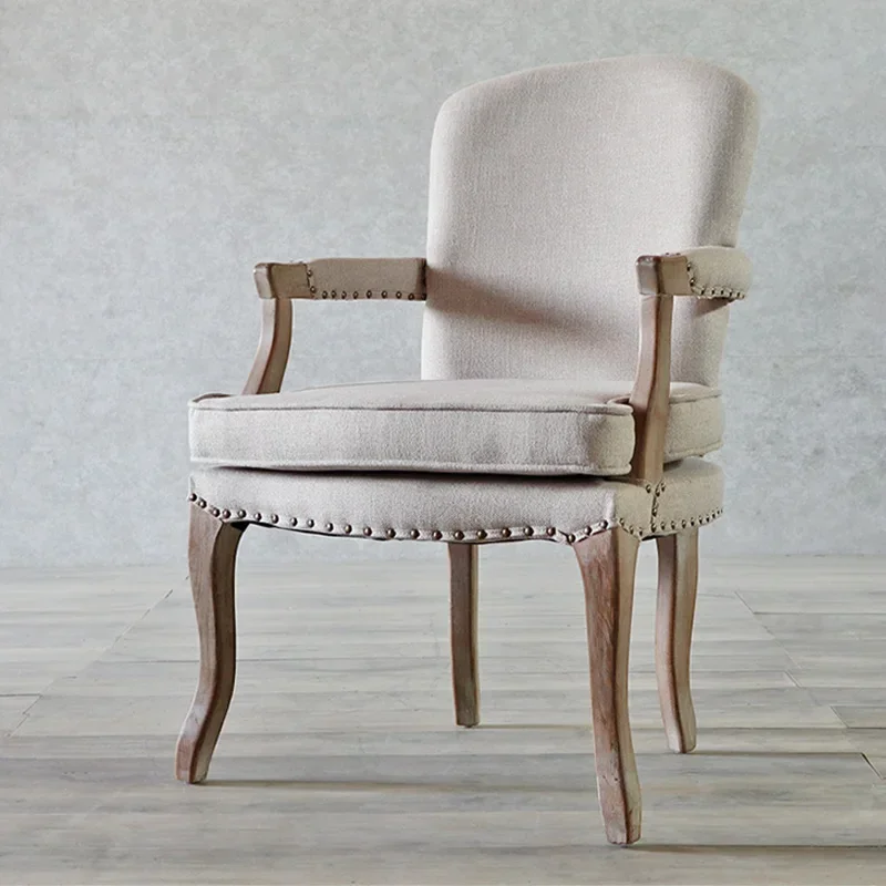 Retro Solid Wood Dining Chair French Study Style