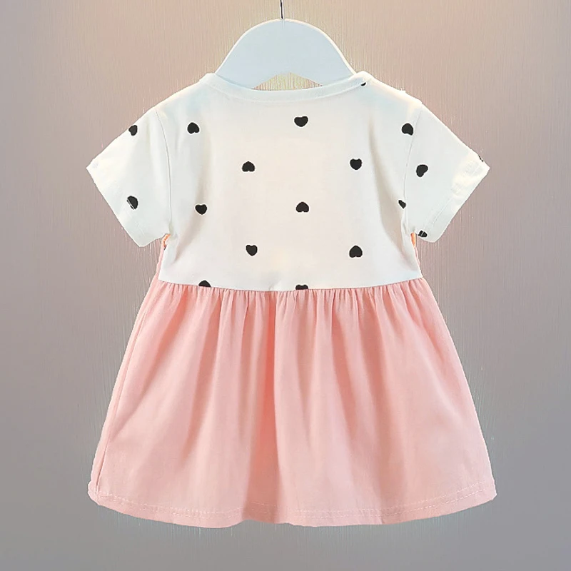 0-4y Summe Kid Girl Jurk Hartenprint Prinses Kostuum Kanten Kraag Verjaardagsfeestjurk Meisje Outfit Baby Girl Kleding A1201