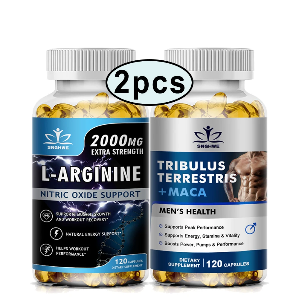 2PCS Men\'s L-Arginine Endurance Tribulus Terrestris Capsules Male and Female Supplements-Muscle Mass, Endurance and Vitality