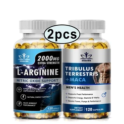 2PCS Men's L-Arginine Endurance Tribulus Terrestris Capsules Male and Female Supplements-Muscle Mass, Endurance and Vitality