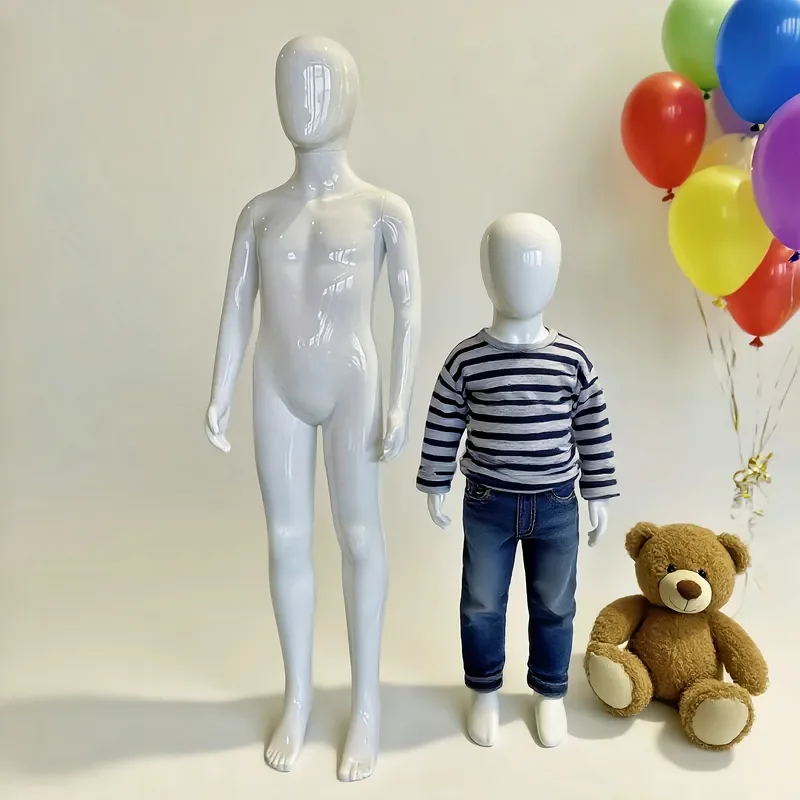 Bright White Full Body Children Mannequin Dummy Hanger Human Simulation Model for Kids Clothing Store Display Wholesale