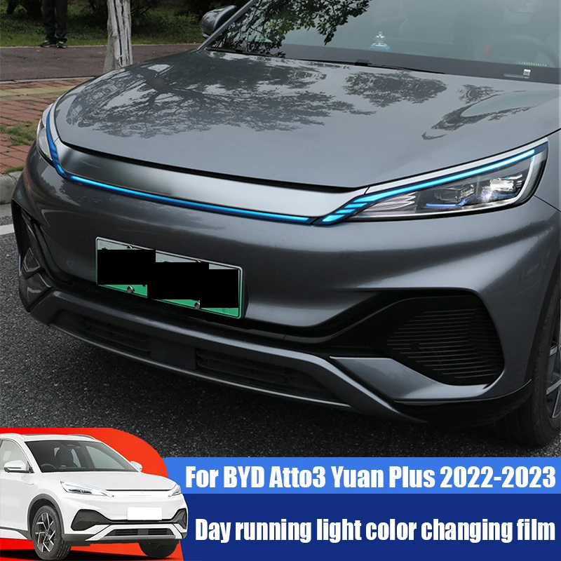 For BYD Atto3 Yuan Plus 2022 2023 Day running light color changing film Car light film Tail light smoked black protective film