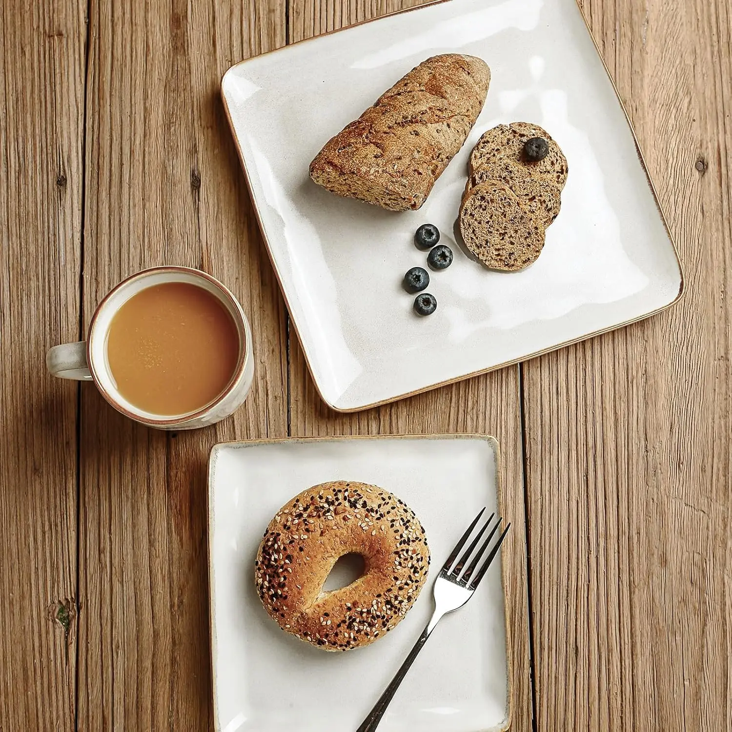 Set di stoviglie per 8, set di piatti e ciotole da cucina Ocean Square da 24 pezzi, aptos per microonde e lavastoviglie, resistente ai graffi, Ca