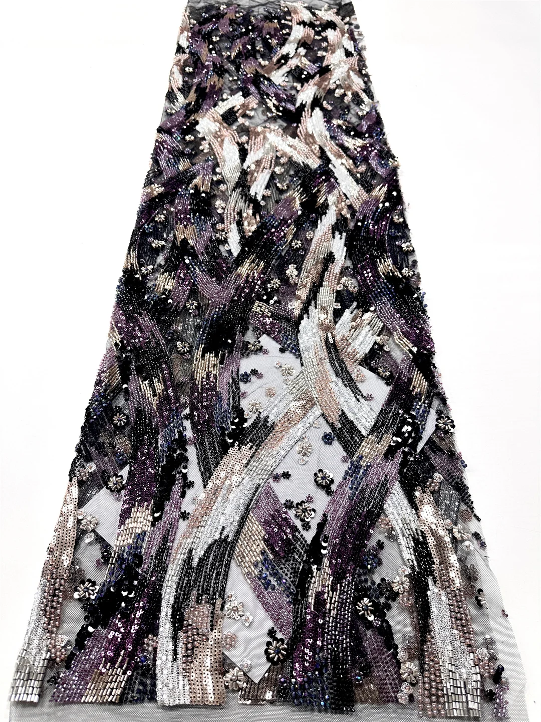 

Tulle Lace Fabric 2025 French Net Sequins Fabric Sewing Embroidery With Beads Lace African Tulle Mesh Nigeria Dress 5 Yards