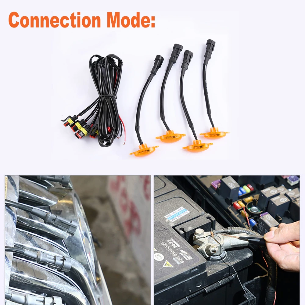4PCS Car Light LED Front Grille Light Running Lights For GMC Sierra 1500 2019-2021 Car Accessories