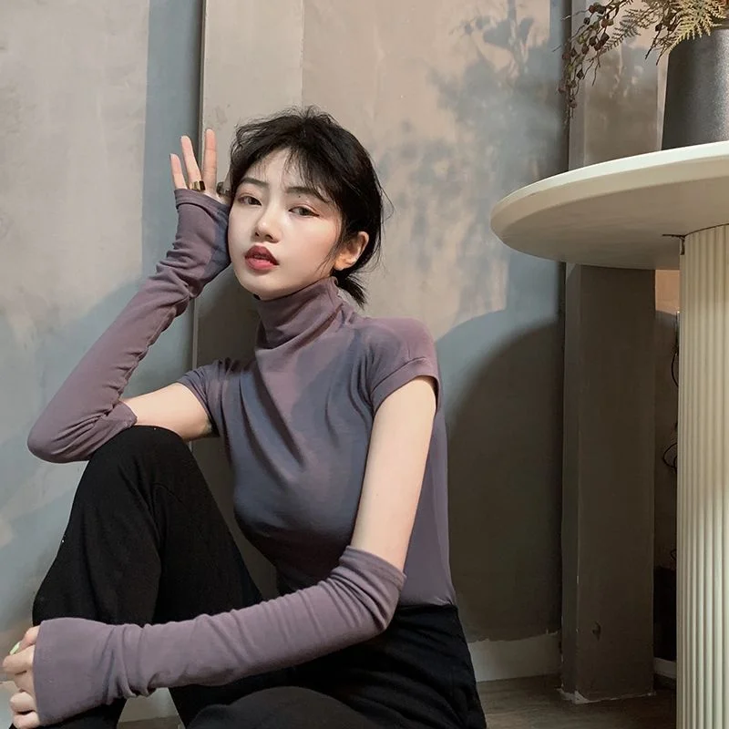 انفصال كم تي شيرت المرأة اليابانية خمر الملابس الربيع مستوحاة الباليه مطوي مطابقة عيد ميلاد الملابس الجمالية Ins #5