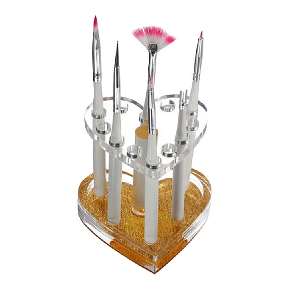

2Pcs Heart Shaped Acrylic Makeup Brush Holder Organizer Desktop Stand Lip Liner Eyeliner Rack Lip Liner Organizer