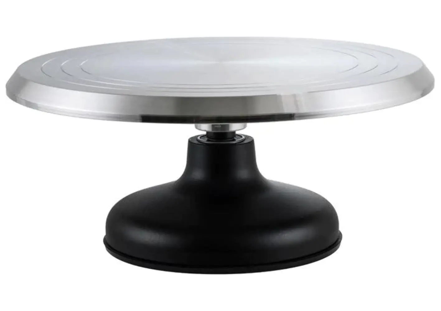 

12-Inch Silver Revolving Cake Decorating Stand with Stable Base and Smooth Rotation