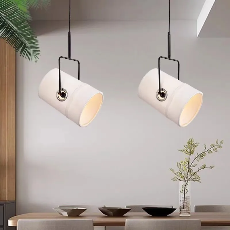 Fork Large Pendant Lamp Ivory Cloth fabric light dining room adjustable up down light bedroom living room design cluster lights