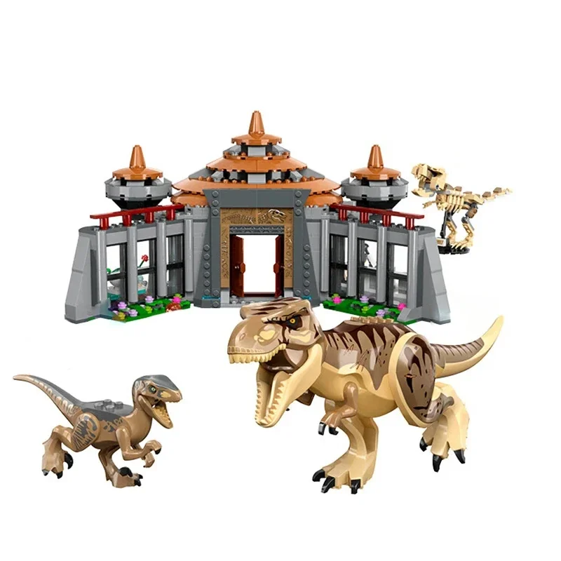 Dinosaur World Visitor Center Tyrannosaurus Velociraptor Building Blocks Children's puzzle Assembly Toy Kids Gifts Tyrannosaurus