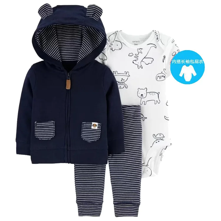 Children\'s Hoodie Set Kids Clothes Baby Boys Clothing Mickey Hooded Casual Sweaters Hooded Sweatshirt+pants+Bodysuits 3pcs/set