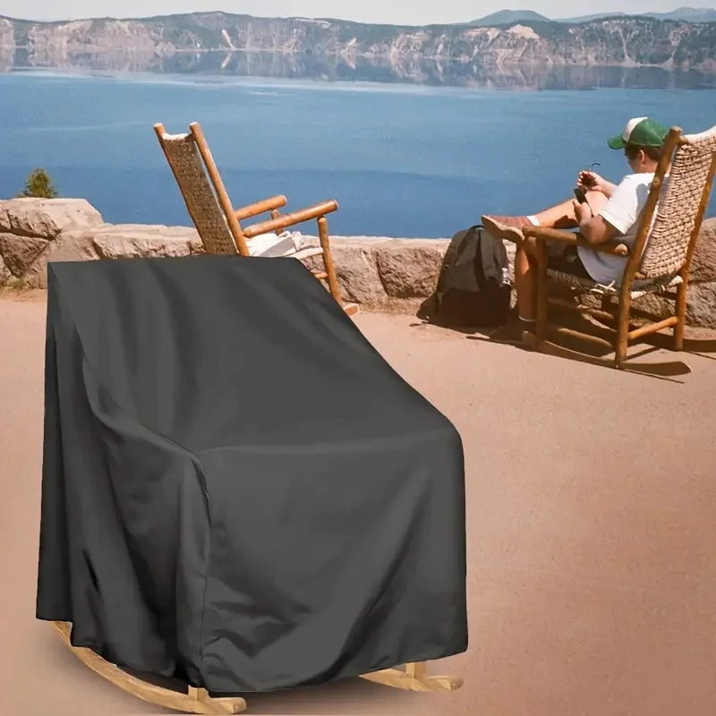 غطاء كرسي هزاز خارجي من قماش أكسفورد شديد التحمل - واقي أثاث الفناء مناسب لجميع الأحوال الجوية مع إغلاق برباط قابل للتعديل