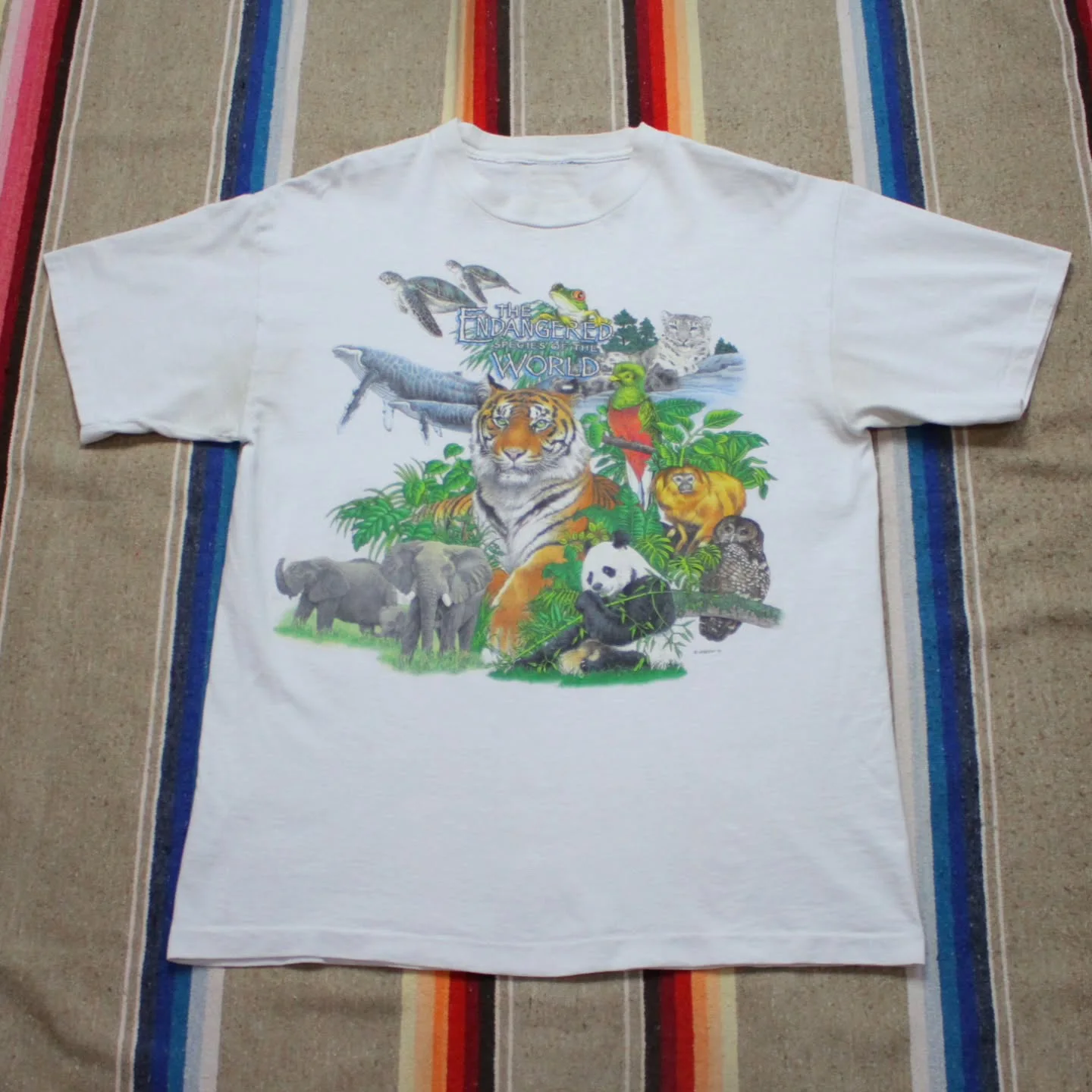 おすすめセレクション-90年代初頭の絶滅危惧種柄-アメリカンスタイル-ウィンド半袖tシャツ-自然科学教育