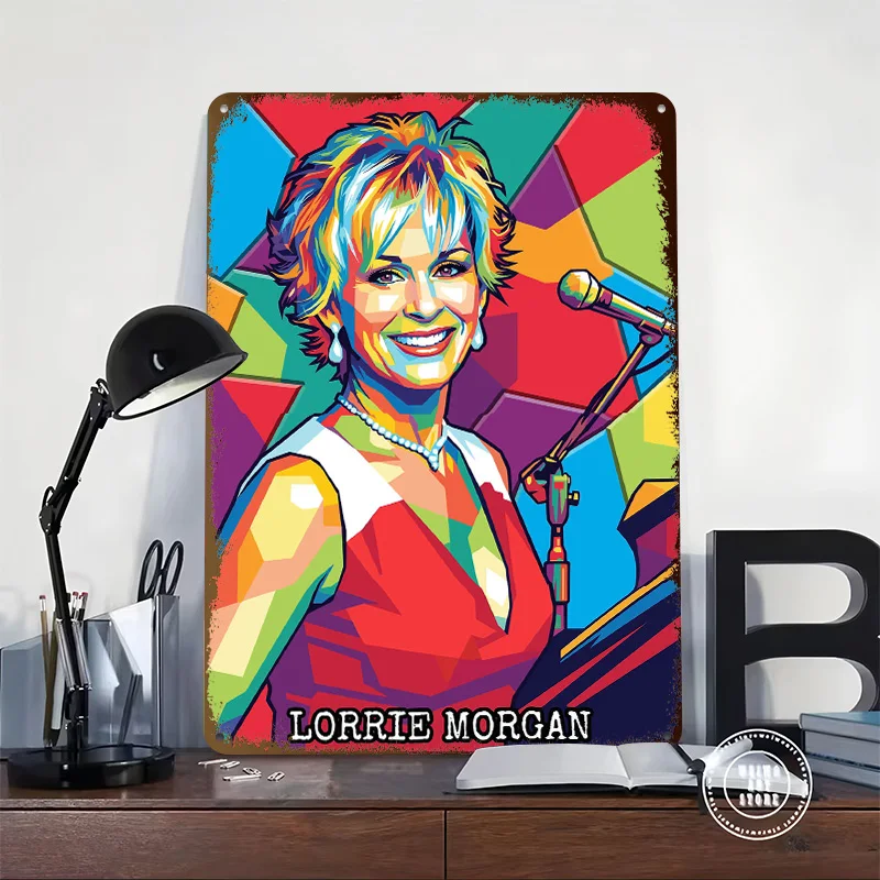 Lorrie Morgan Pop Art Portrait 3D Texture Metal Poster Customized Wall Art Tin Sign Gift for Mancave Gaming Room Decoration Cozy