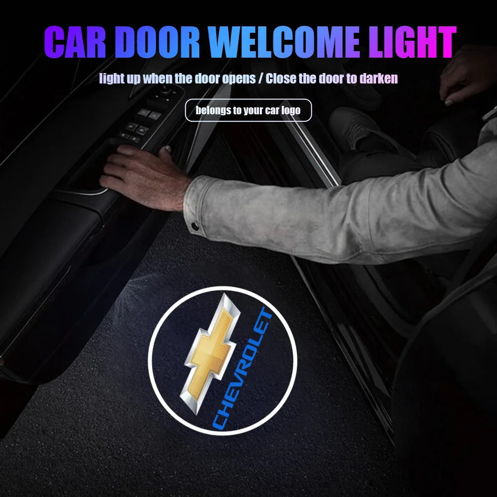 1/2PC Car Door Welcome Lamp Wireless Auto Emblem Laser Projector Light For Chevrolet Cruze Captiva Sonic Spark Malibu Orlando