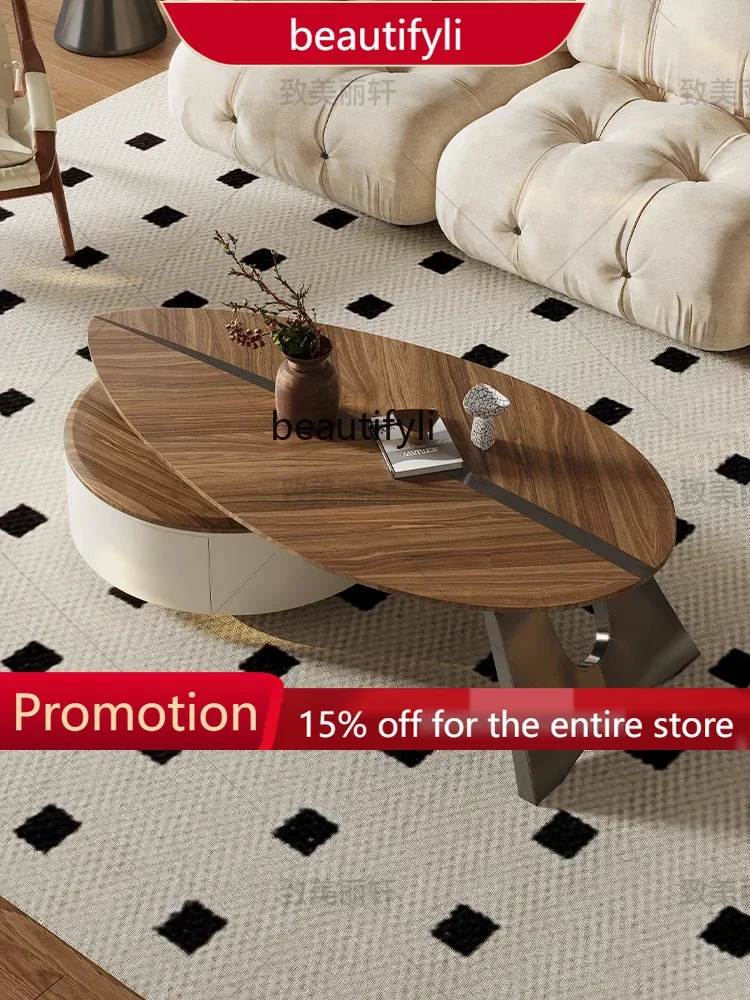 

X188French Style Chinese Style Living Room Home Coffee Table Walnut Color Designer Art Retro Style High Sense