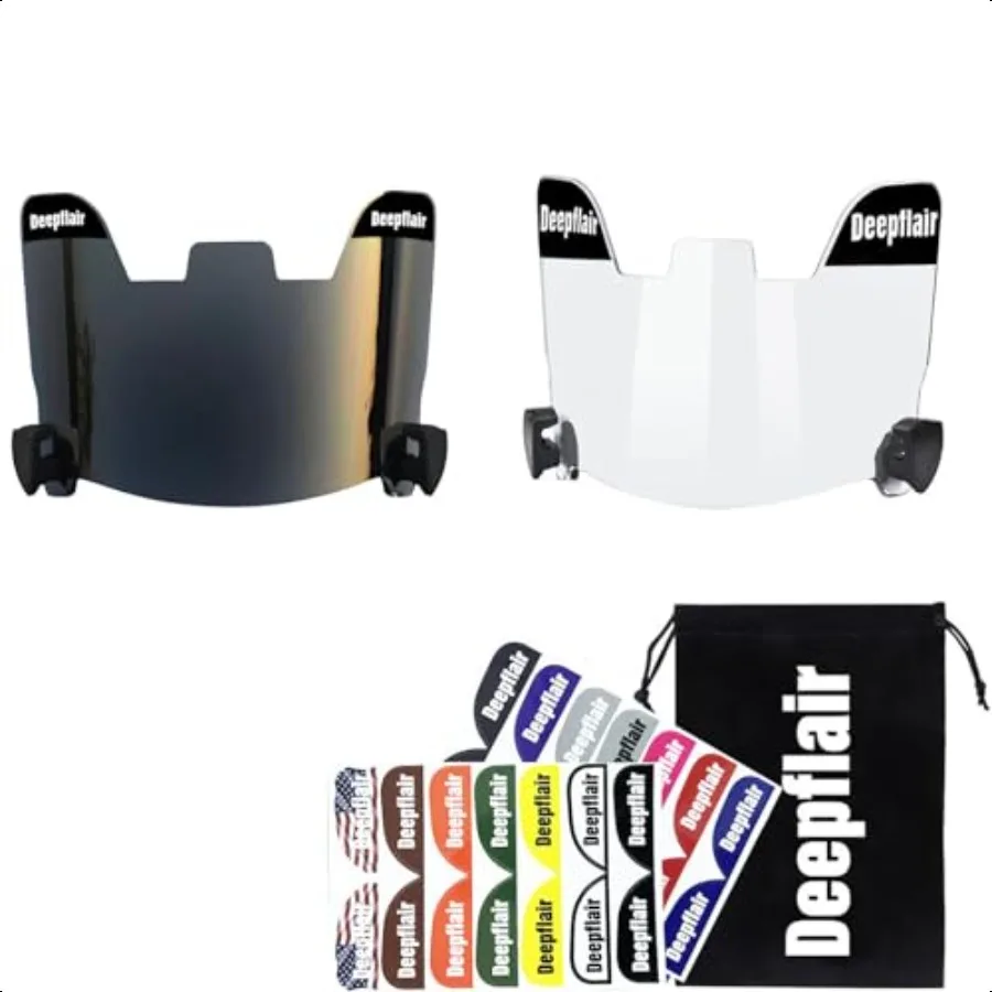 

Football Visor Clear Helmet Visor Youth Football Helmet Scratch Resistant for YouthAdult 2Pcs