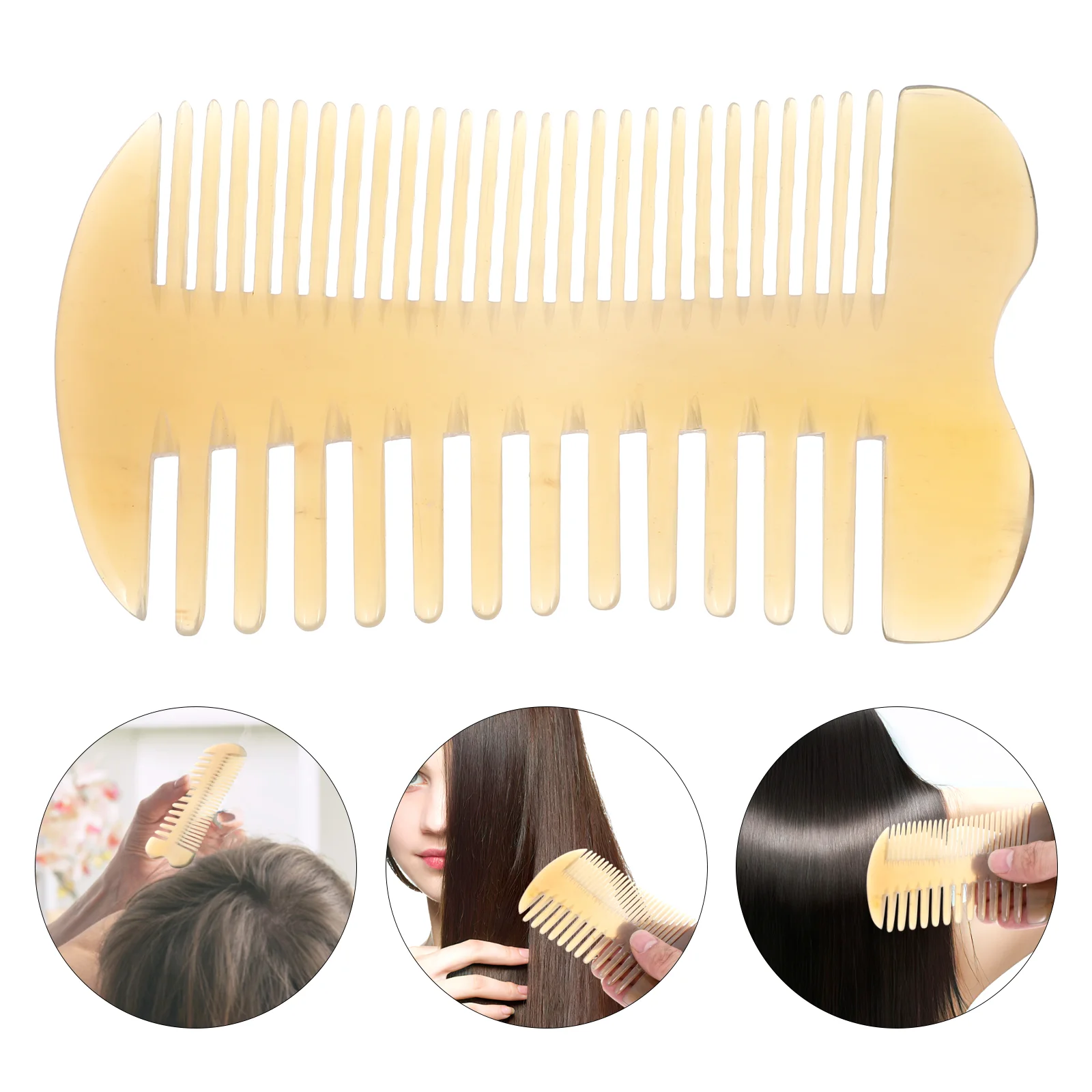 Massage Comb Guasha Scraper Natural Horn Combs Wide Tooth Hair Massager OX