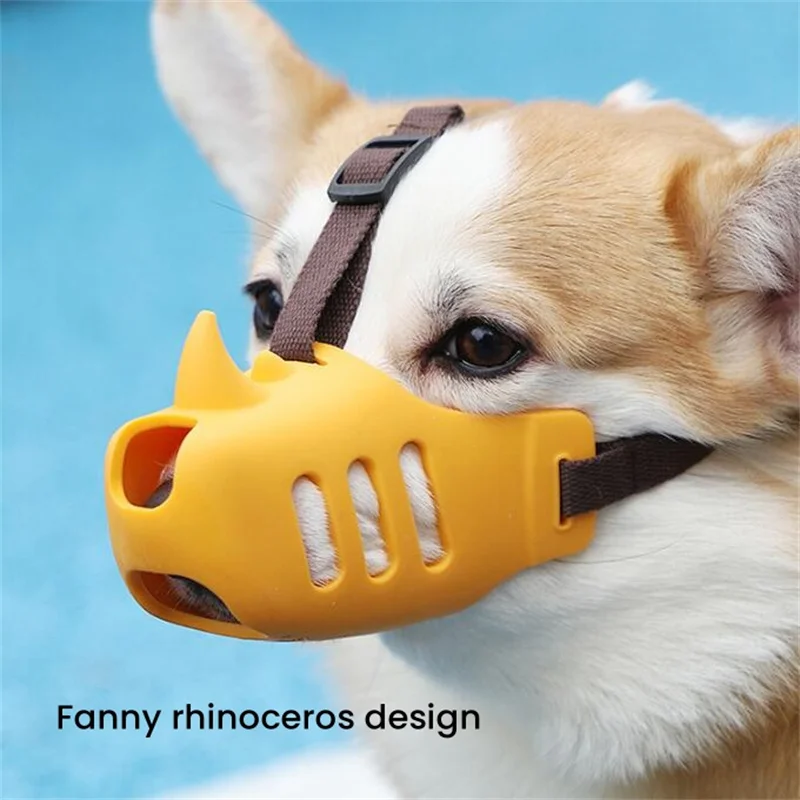 

Silicone Anti Bite Muzzle Top Fanny Cute Rhinoceros Mouth Guard Training Tool for Long Nose Small Medium Large Dog Accessories