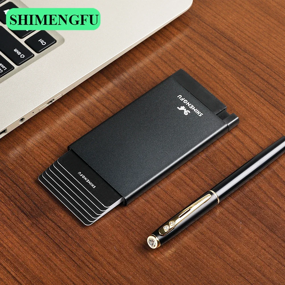 Pop Up ID RFID Card Holder Male Wallet Mini Package Aluminum Metal Protective Gear Storage Bag Smart Quick Release Women Wallet