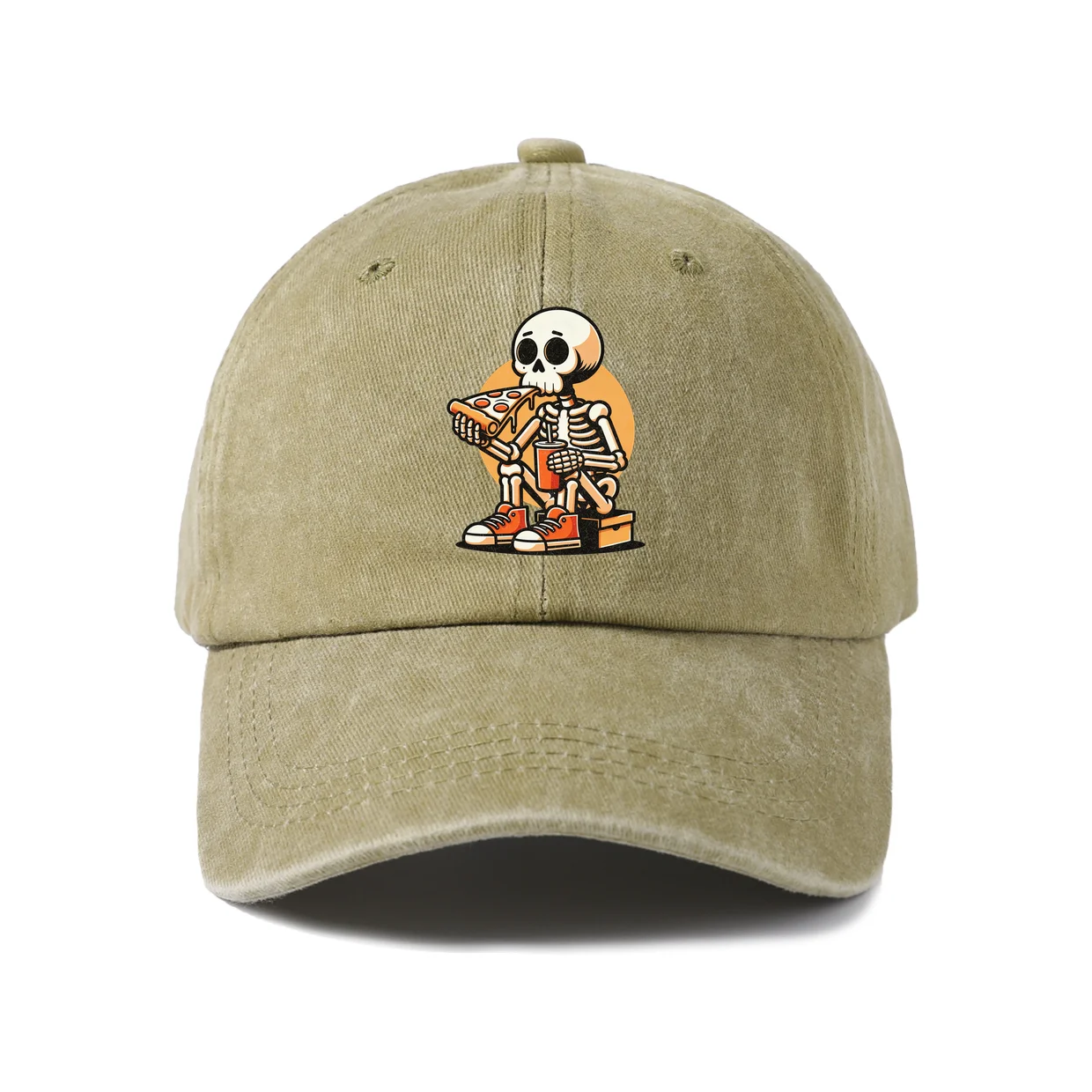 Skeleton Basketball Player Art Baseball Cap, Vintage Washed Adjustable Unisex Dad Hat, Travel Gift