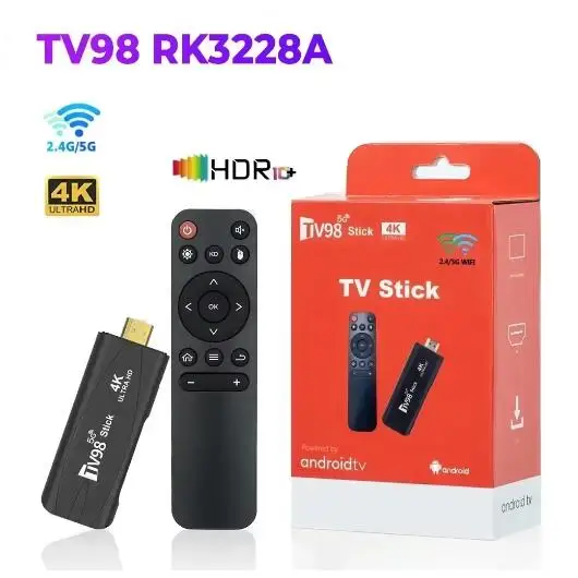 TV98 RK3228A عصا التلفزيون الذكية أندرويد 7.1 OS 2.4G/5G ثنائي النطاق واي فاي جهاز استقبال للتليفزيون 4K HD 8GB/16GB مشغل الوسائط الذكية أندرويد TV Stick