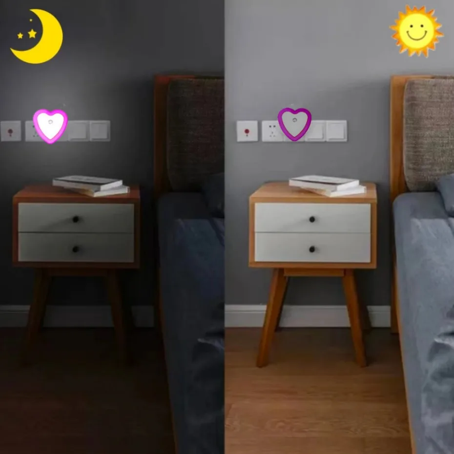 Miniluz LED de noche para dormitorio, lámpara cuadrada con enchufe europeo y estadounidense, con Sensor de anochecer y Amanecer, para pasillo,